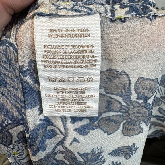 Free People Neutral Balloon Tassel Hendrix Ditsy Floral Print Peasant Blouse Med - Picture 11 of 11